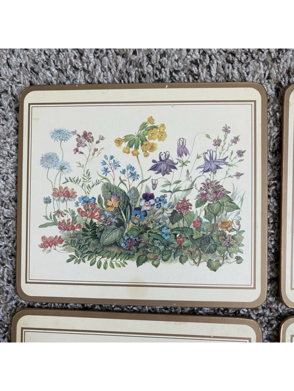 Vintage Pimpernel Wildflowers Cork Back Placemats Set Of 4 Made England Boho